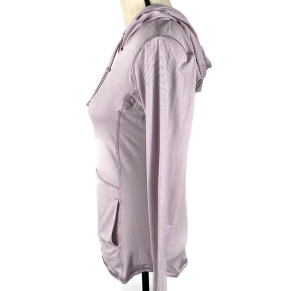 RBX Performance Pink Purple Micro Striped Hooded Athletic Top Womens Sz Small - Picture 2 of 11